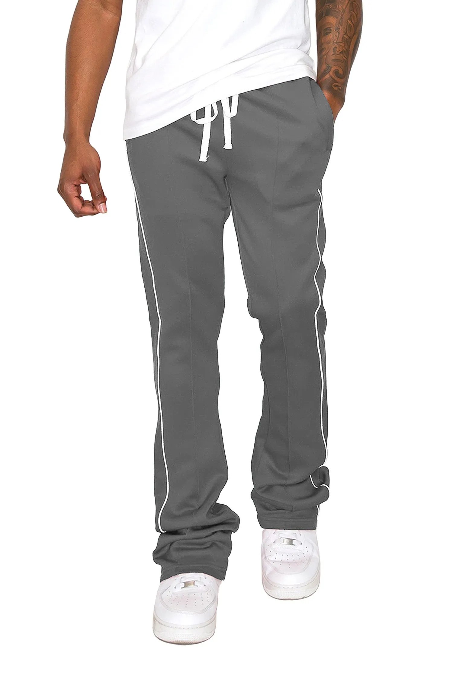 Men's Essential Solid Stacked Fit Flared Track Pants