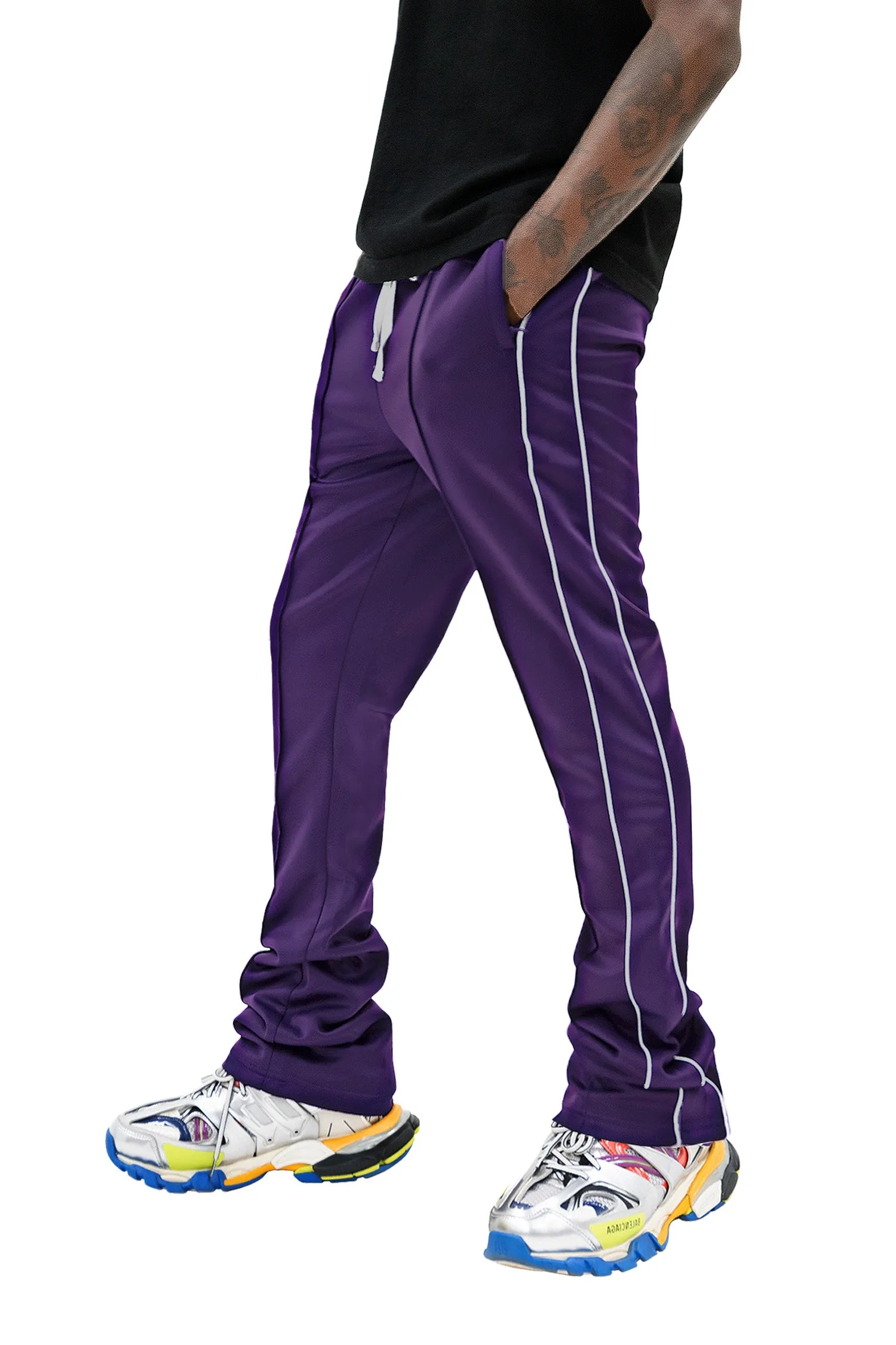 Men's Essential Solid Stacked Fit Flared Track Pants