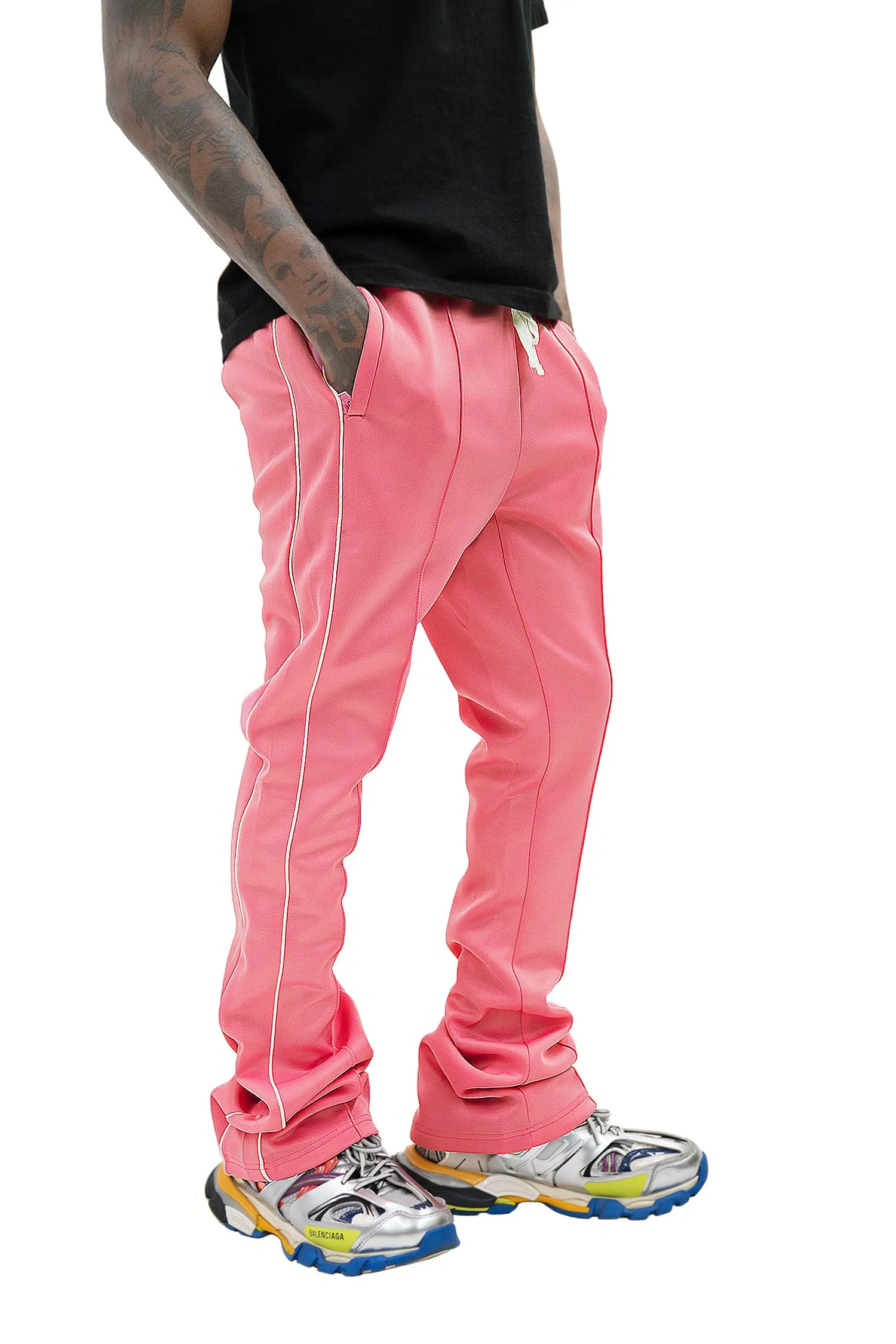 Men's Essential Solid Stacked Fit Flared Track Pants