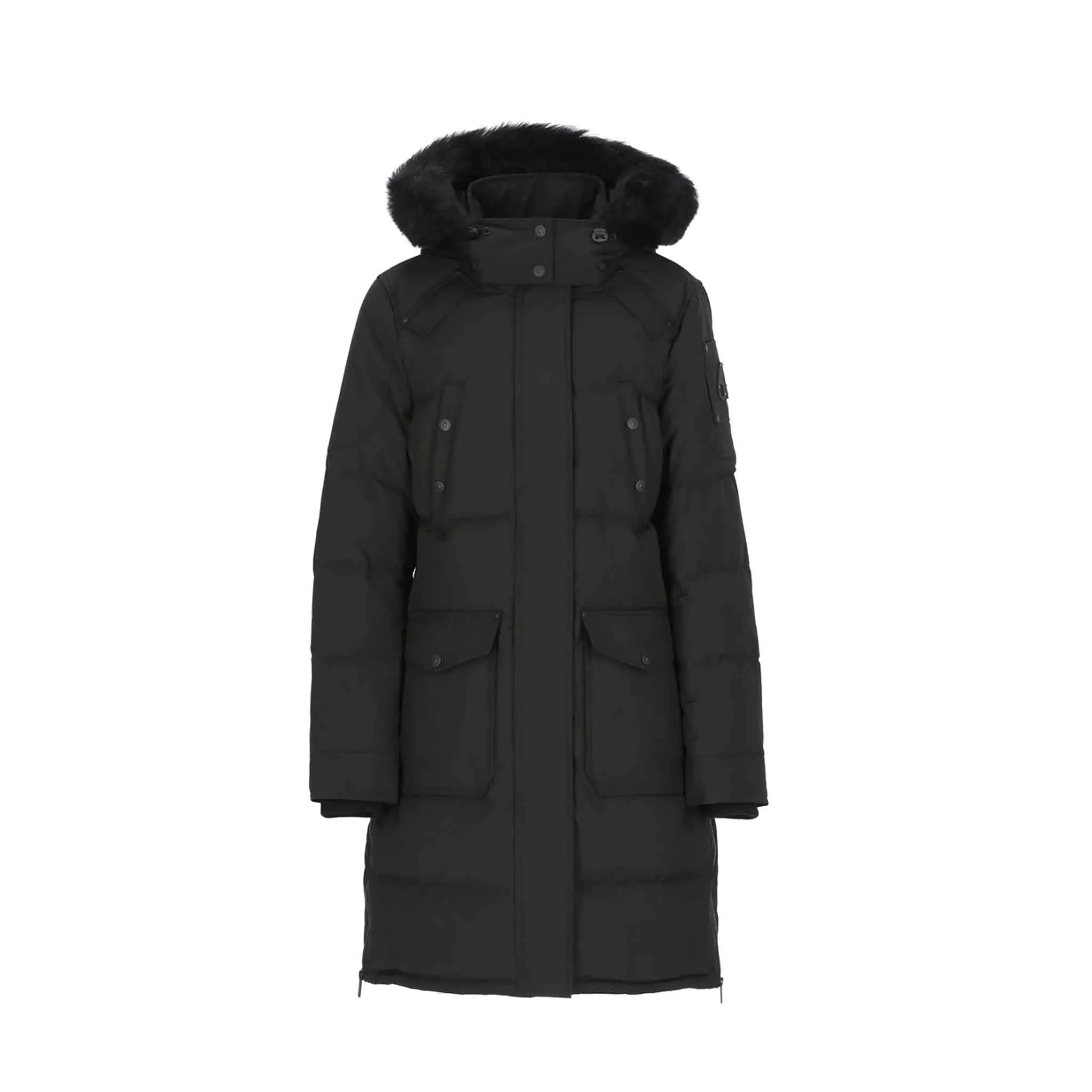 Moose Knuckles Womens Causapscal Parka in Black/ Black Fur