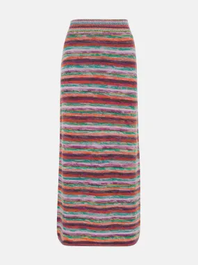 Multi  colour striped knitted maxi skirt