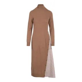 Naadam Asymmetrical Wool Cashmere Hybrid Turtleneck Dress