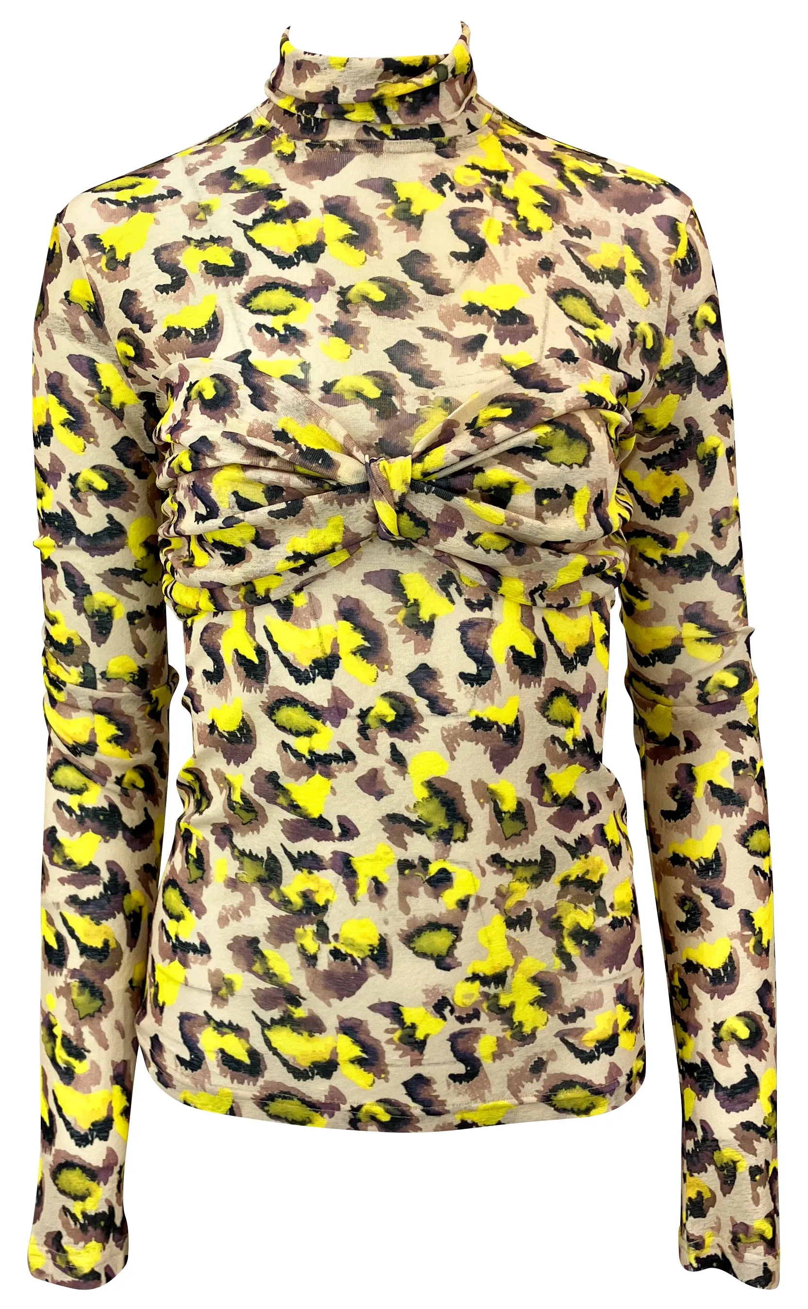 Nanushka Sila Turtleneck Top in Watercolor Leopard