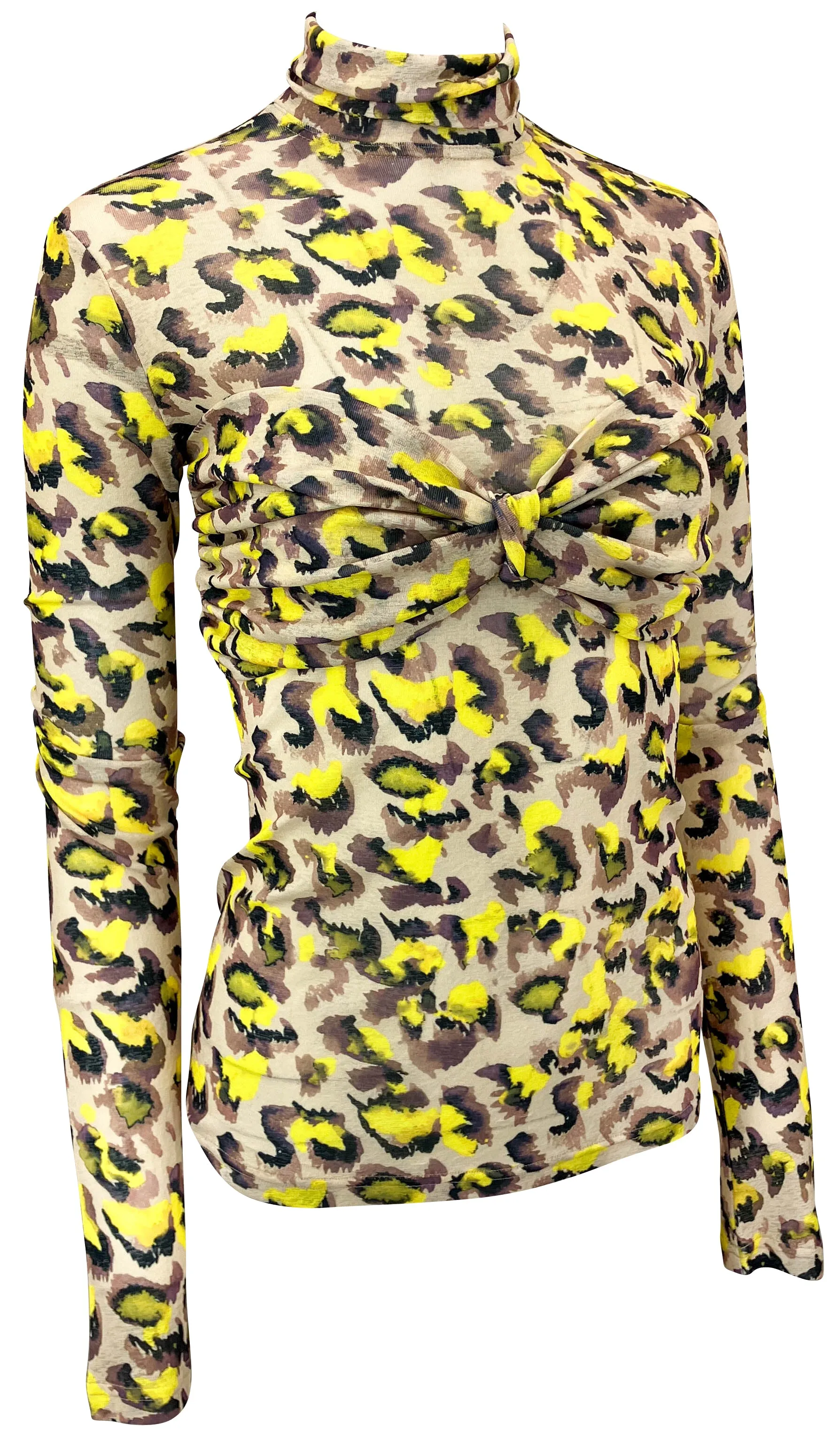 Nanushka Sila Turtleneck Top in Watercolor Leopard