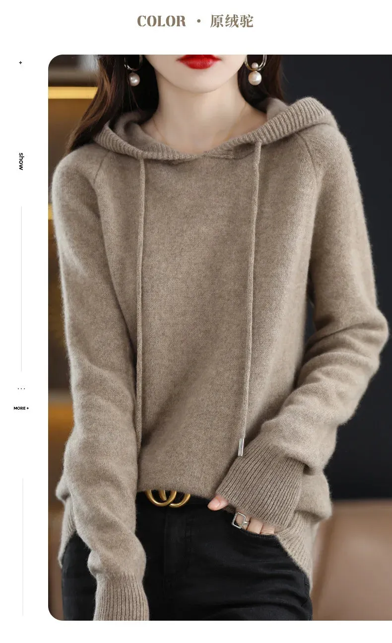 New Spring Autumn Women Cashmere Sweater Sport Hoodie Pullovers Knit Jacket Bottomed Female Loose Streetwear