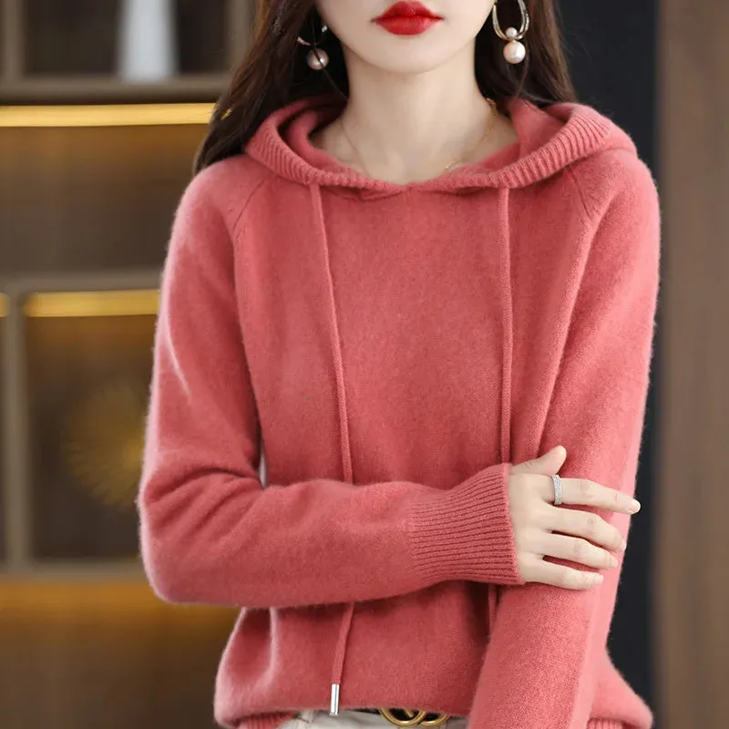 New Spring Autumn Women Cashmere Sweater Sport Hoodie Pullovers Knit Jacket Bottomed Female Loose Streetwear