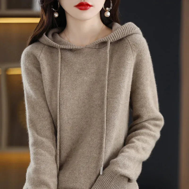 New Spring Autumn Women Cashmere Sweater Sport Hoodie Pullovers Knit Jacket Bottomed Female Loose Streetwear