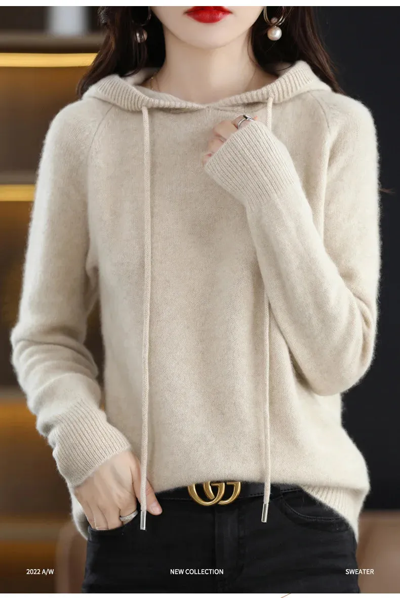 New Spring Autumn Women Cashmere Sweater Sport Hoodie Pullovers Knit Jacket Bottomed Female Loose Streetwear