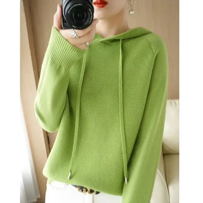 New Spring Autumn Women Cashmere Sweater Sport Hoodie Pullovers Knit Jacket Bottomed Female Loose Streetwear