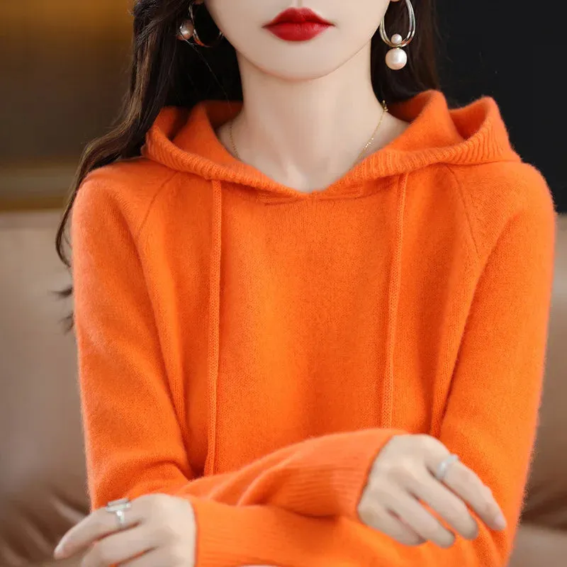 New Spring Autumn Women Cashmere Sweater Sport Hoodie Pullovers Knit Jacket Bottomed Female Loose Streetwear