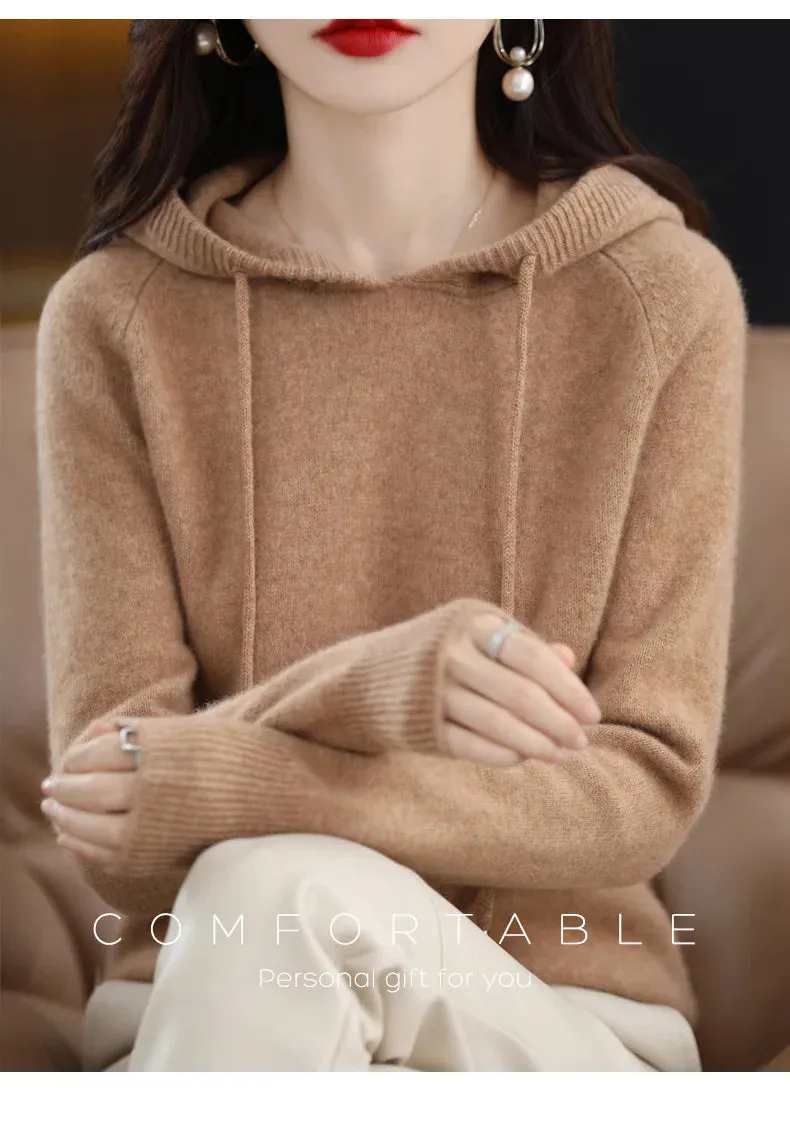 New Spring Autumn Women Cashmere Sweater Sport Hoodie Pullovers Knit Jacket Bottomed Female Loose Streetwear