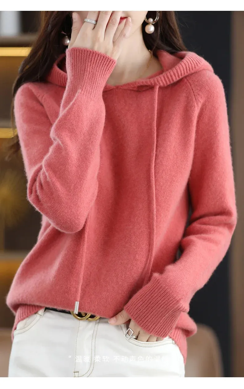 New Spring Autumn Women Cashmere Sweater Sport Hoodie Pullovers Knit Jacket Bottomed Female Loose Streetwear