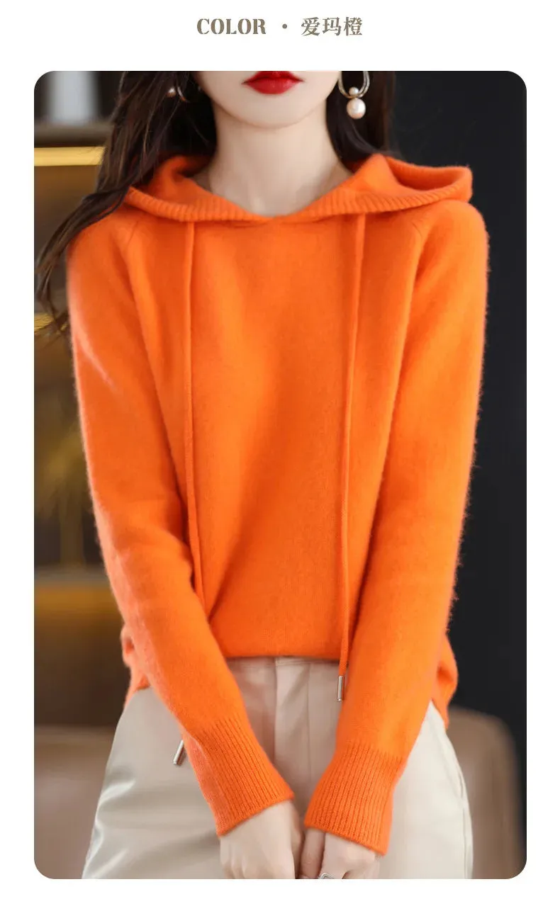 New Spring Autumn Women Cashmere Sweater Sport Hoodie Pullovers Knit Jacket Bottomed Female Loose Streetwear