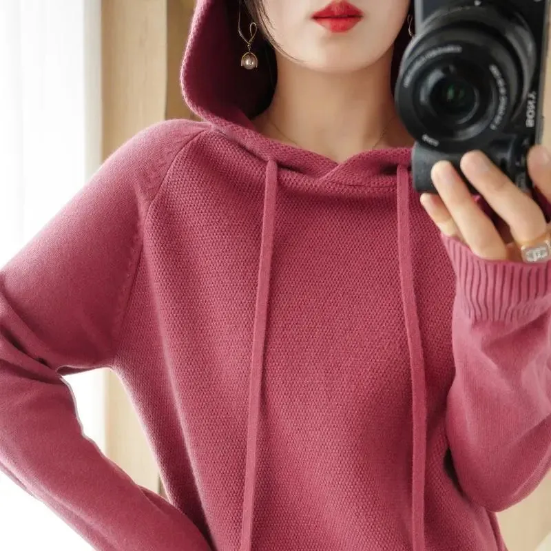 New Spring Autumn Women Cashmere Sweater Sport Hoodie Pullovers Knit Jacket Bottomed Female Loose Streetwear