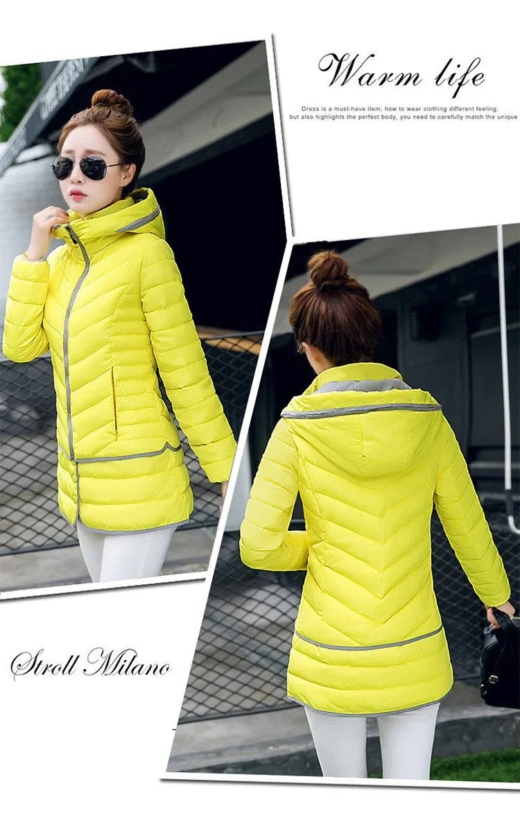 Olympic Winter Games / designated product / cotton stitching Girls Long Hooded Slim Down padded jacket Women winter jacket