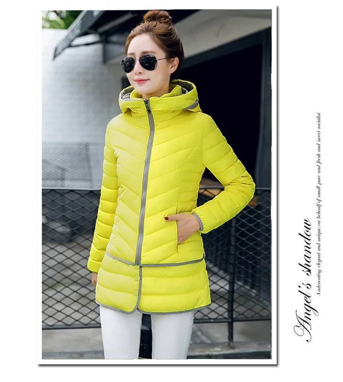 Olympic Winter Games / designated product / cotton stitching Girls Long Hooded Slim Down padded jacket Women winter jacket