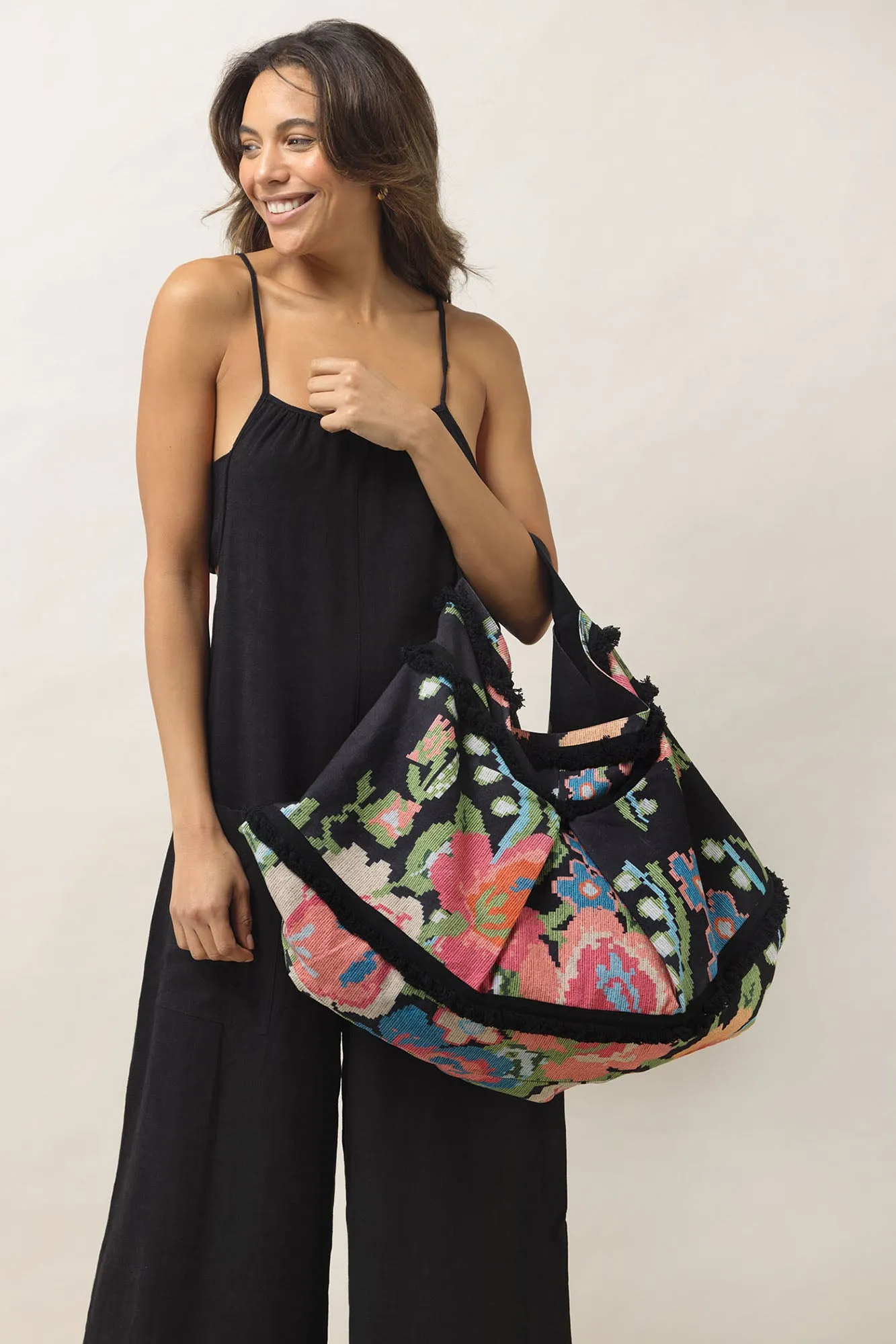 ONE HUNDRED STARS | Slouch Bag Woven Flower Velvet