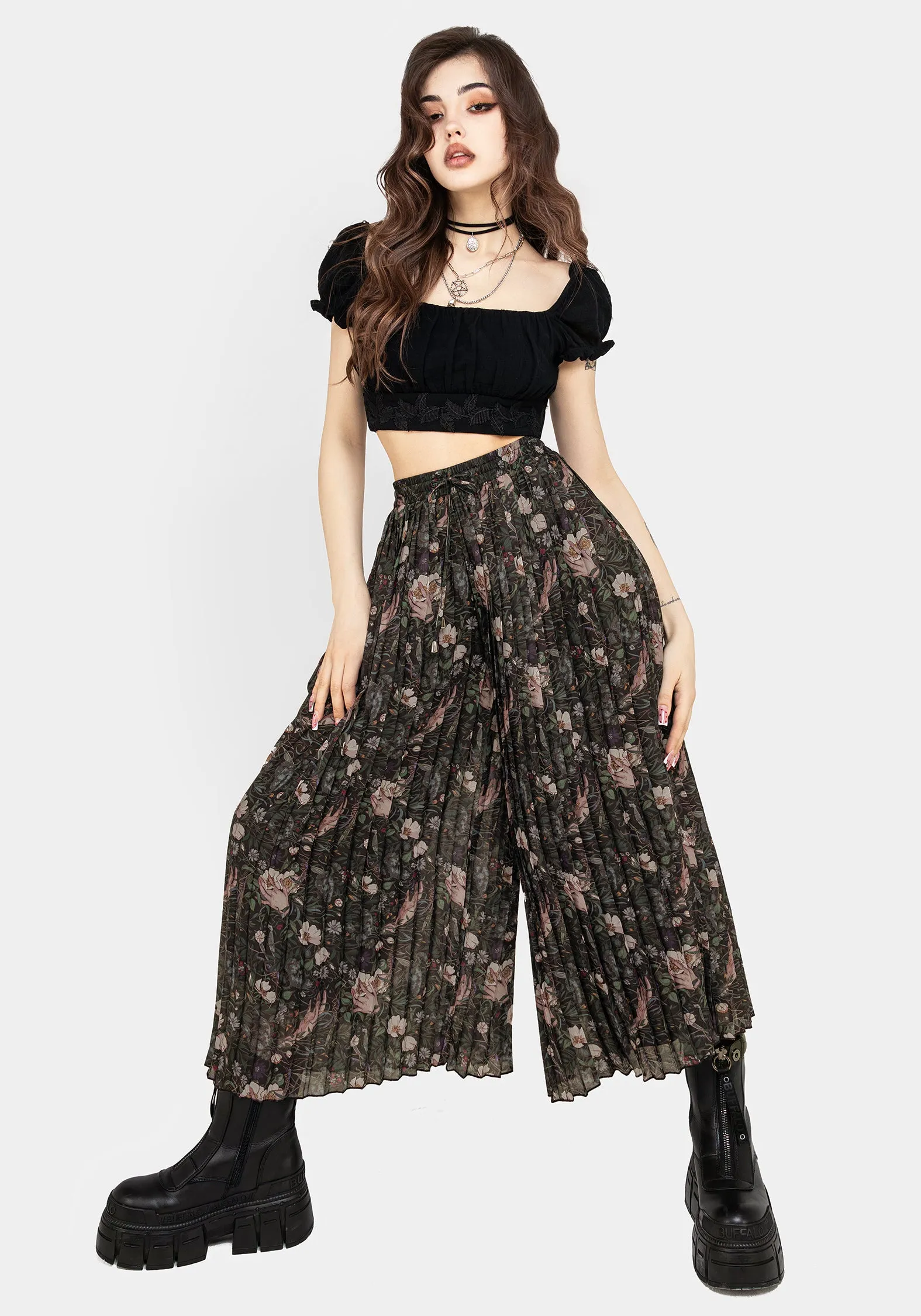 Ophelia Pleated Chiffon Culottes