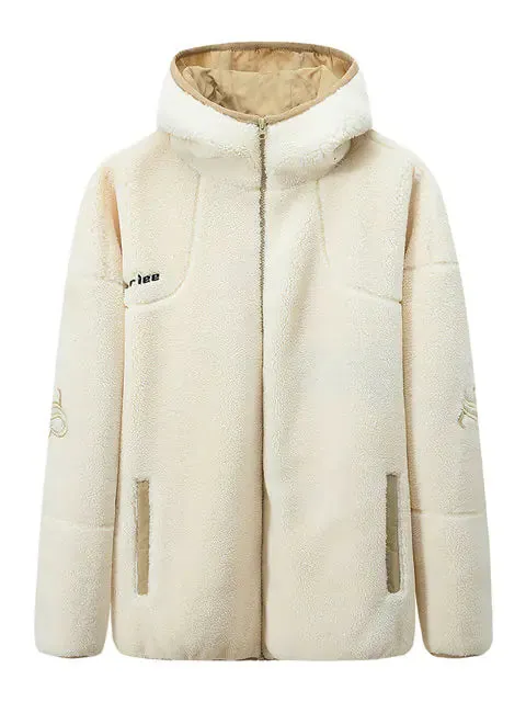 Parka Fleece Jacket Fashion Letter Embroidery Hooded