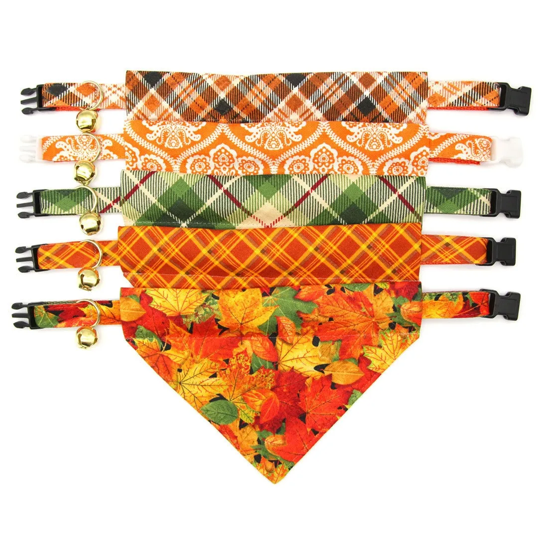 Pet Bandana - "Forever Fall" - Autumn Leaves Bandana for Cat   Small Dog / Slide-on Bandana / Over-the-Collar (One Size)