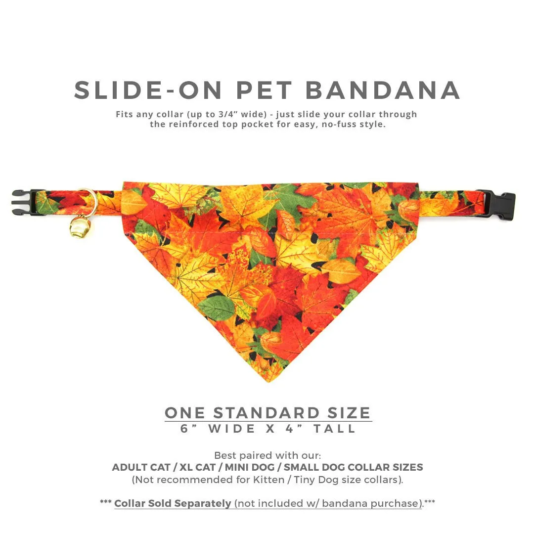 Pet Bandana - "Forever Fall" - Autumn Leaves Bandana for Cat   Small Dog / Slide-on Bandana / Over-the-Collar (One Size)