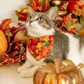 Pet Bandana - "Forever Fall" - Autumn Leaves Bandana for Cat   Small Dog / Slide-on Bandana / Over-the-Collar (One Size)