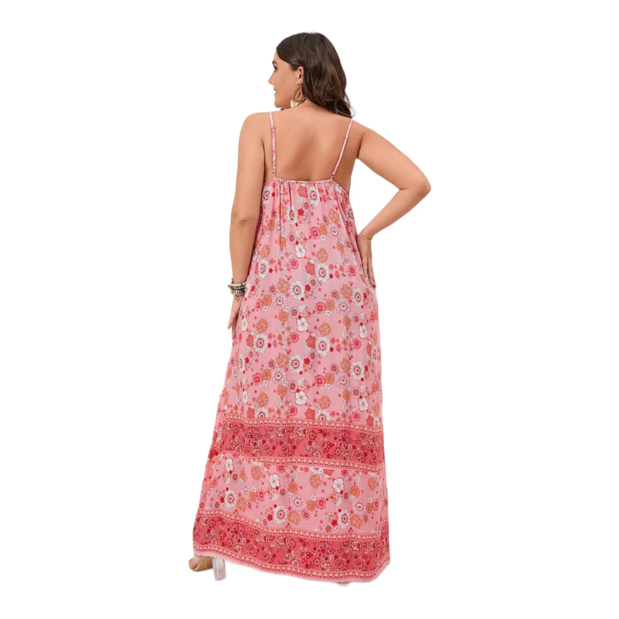 Pink Floral Summer Cami Maxi Dress