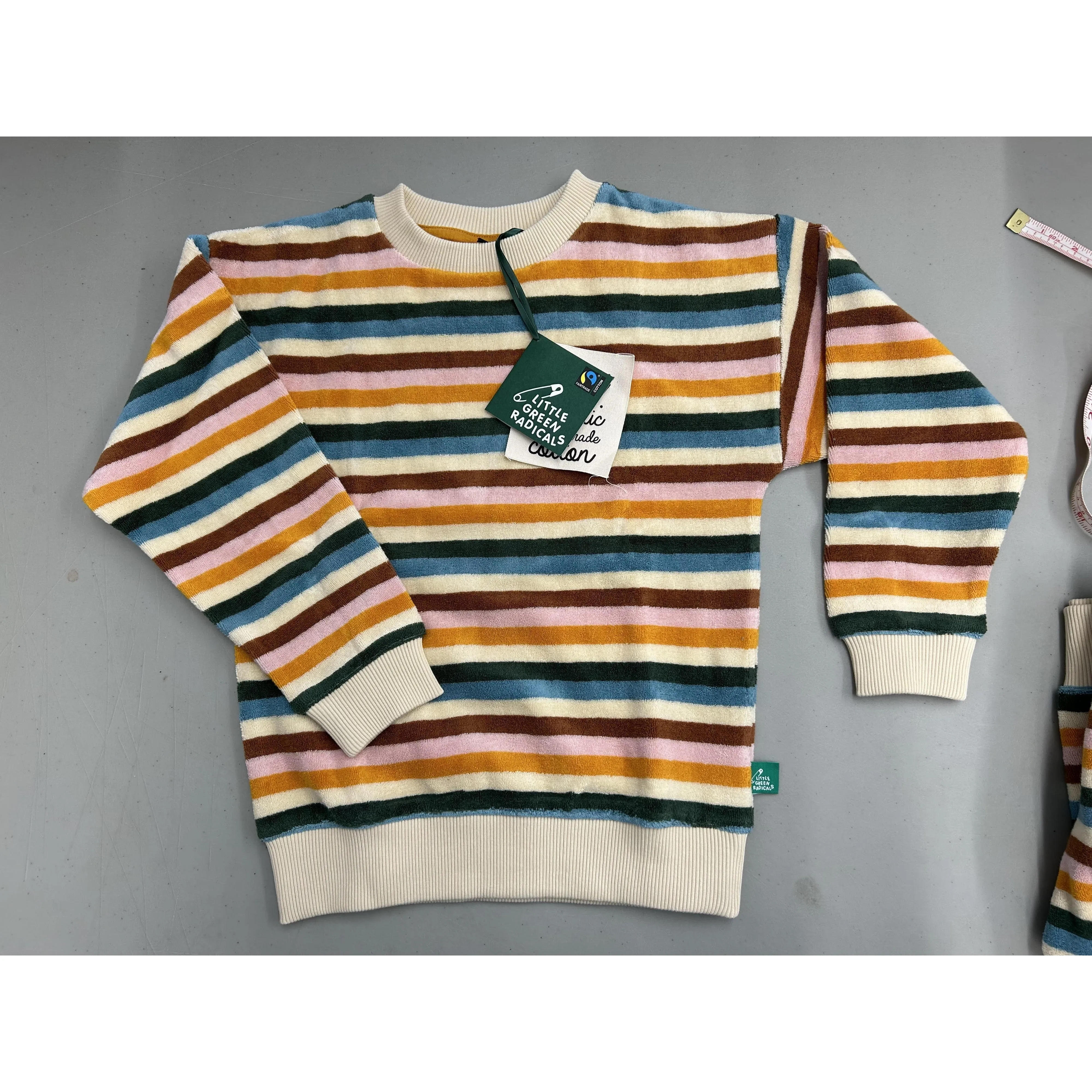 Rainbow Striped Drop Shoulder Towelling Sweater - 1 Left Size 3-4 years