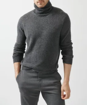 Recycled Cashmere Turtleneck Sweater - Heather Charcoal