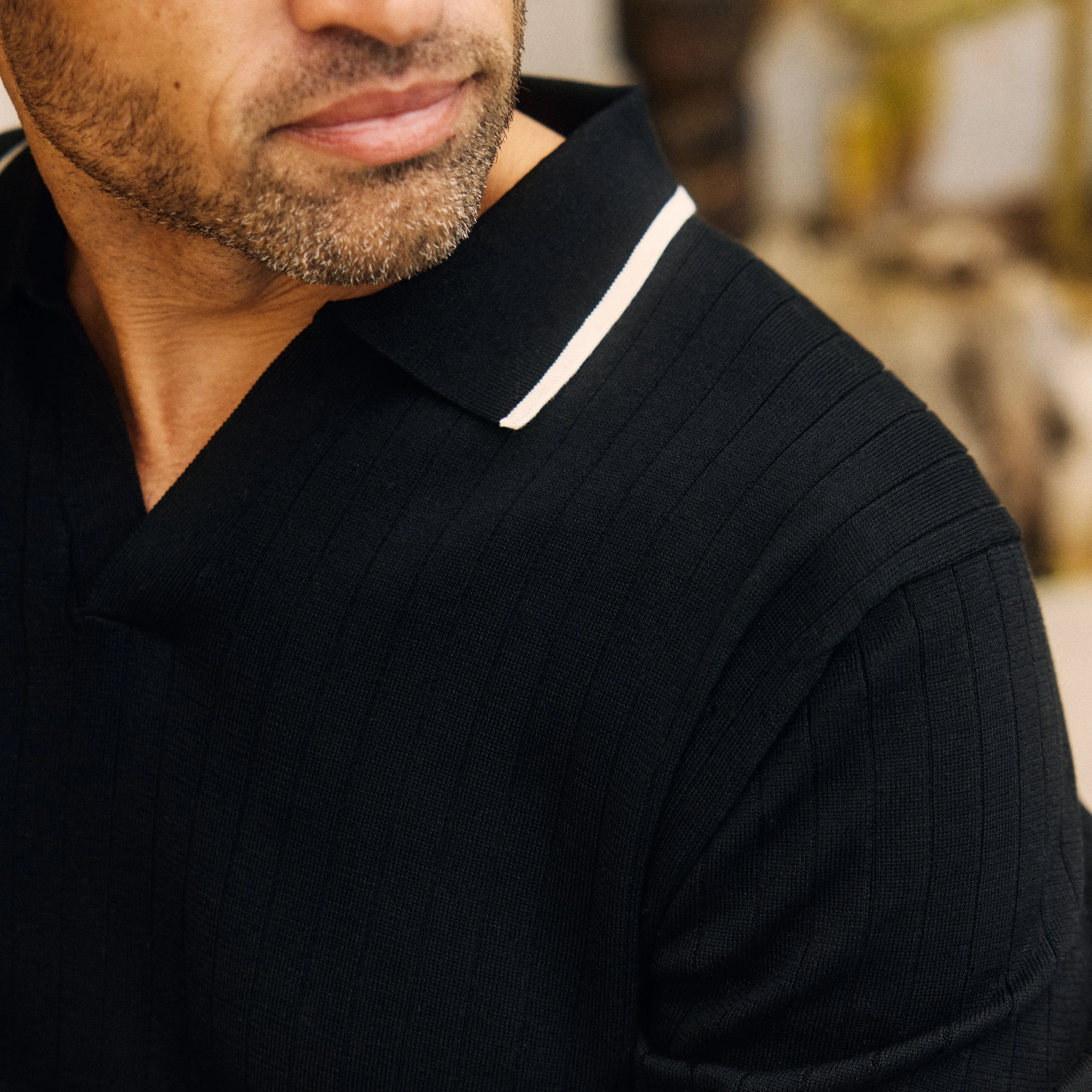 Ribbed Sweater Vintage Black Polo