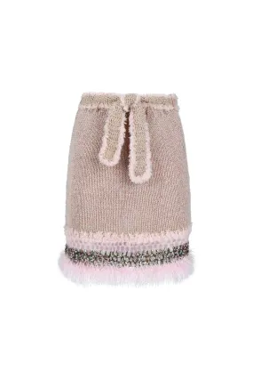 Rococo Baby Pink Handmade Knit Midi Skirt