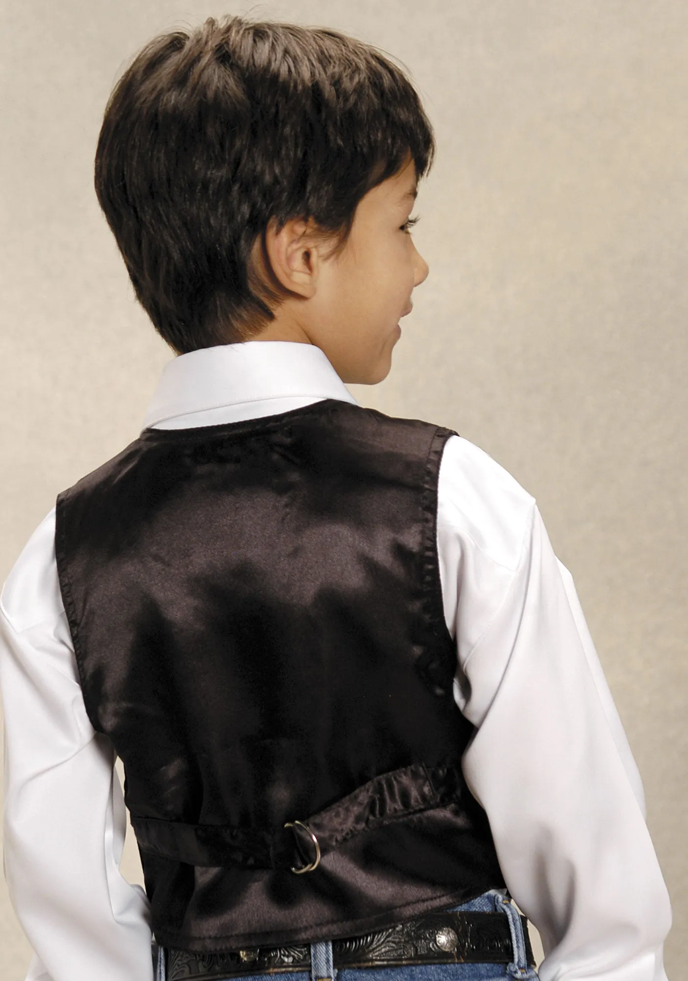 Roper Kids Boys Black Black Classic Cow Suede Leather Vest Snap Western