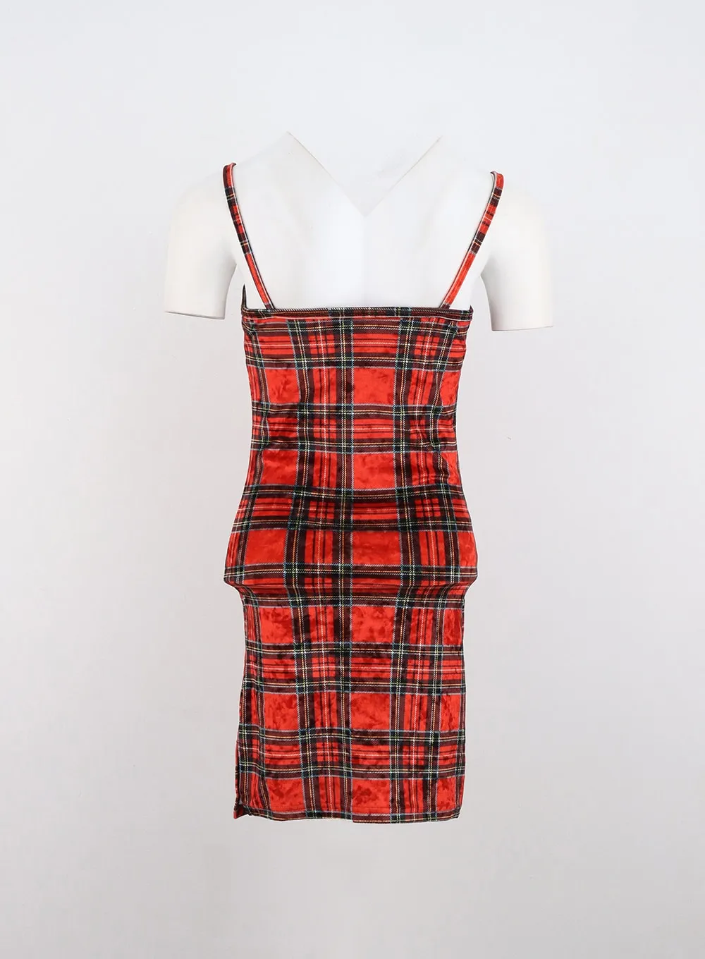 Round Neck Plaid Mini Sleeveless Dress IN323