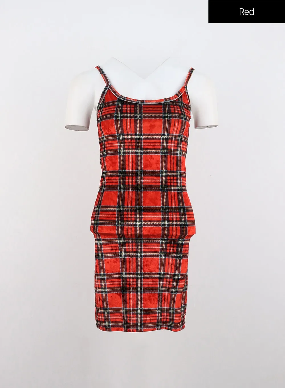 Round Neck Plaid Mini Sleeveless Dress IN323