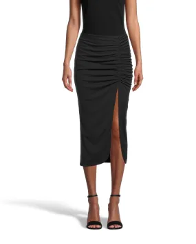 Ruched Midi Skirt In Black