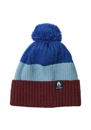 Schrader Pom Beanie - Dark Cherry / Blue