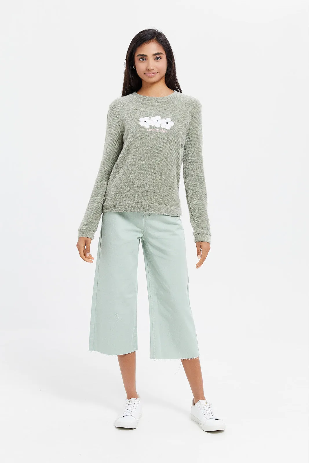 Senior Girls Mint Denim Culottes