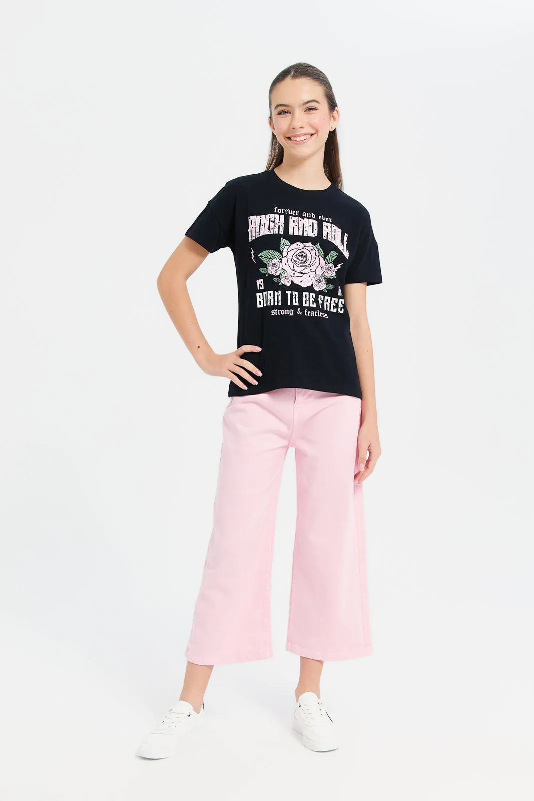 Senior Girls Pink Wide Leg Culottes