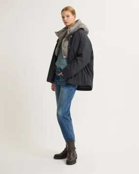 Short down jacket with drawstring neck