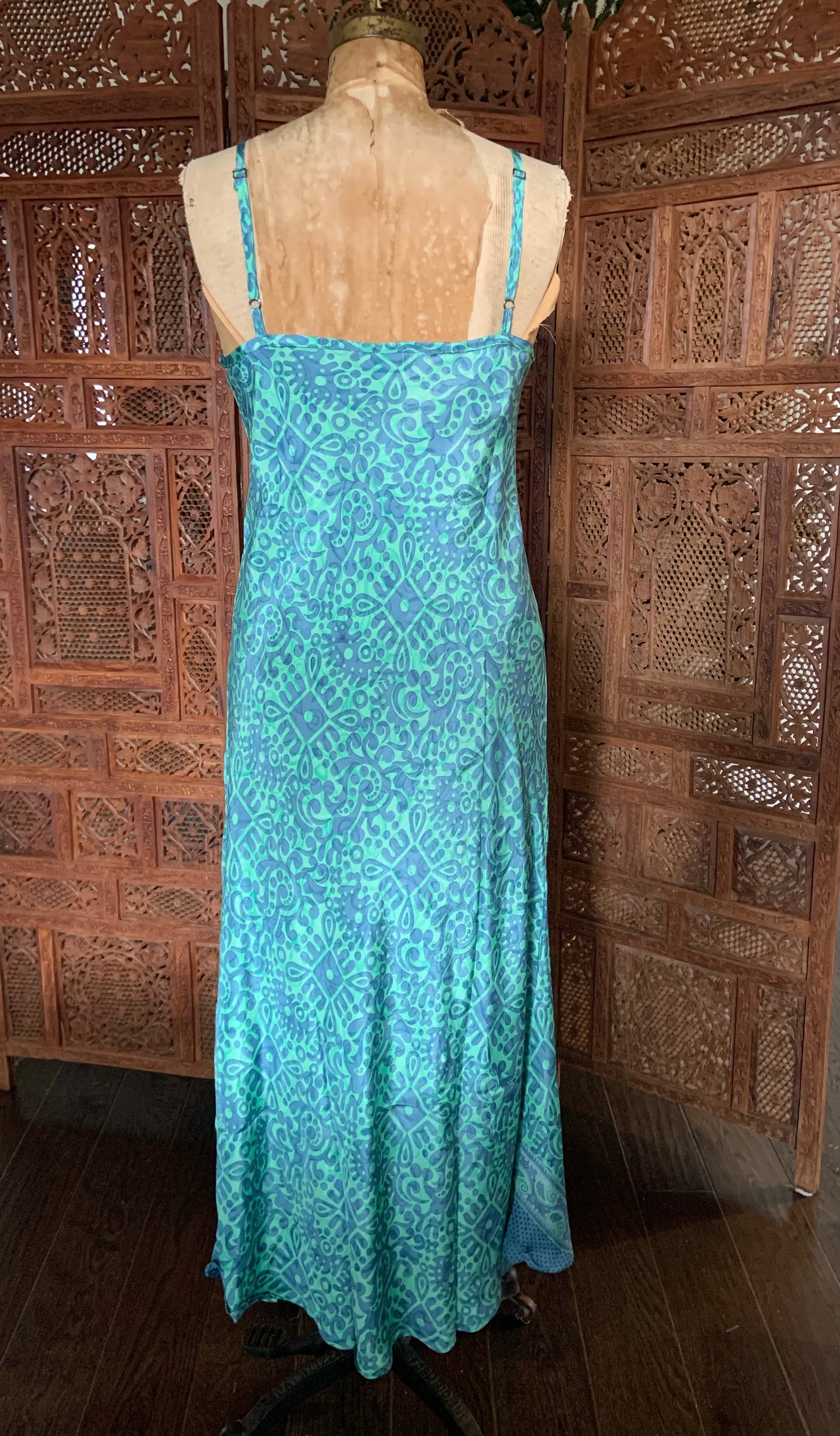 Silk Dress and Kimono Set - Blue Green