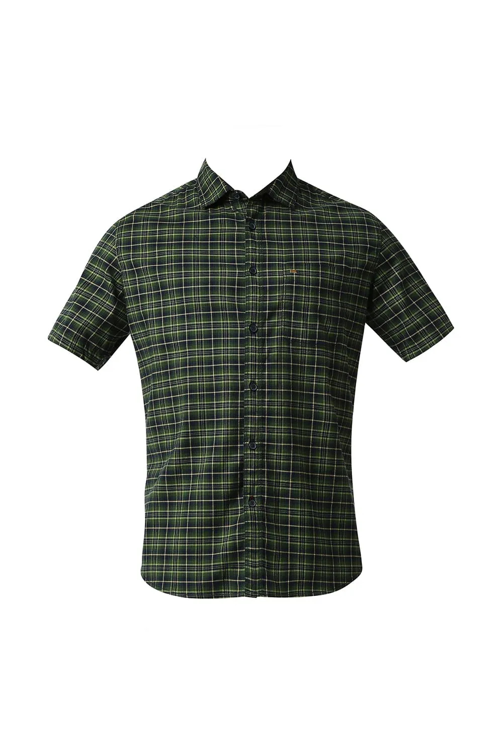 Slim Fit Stretch Checks Halfsleeves Shirt