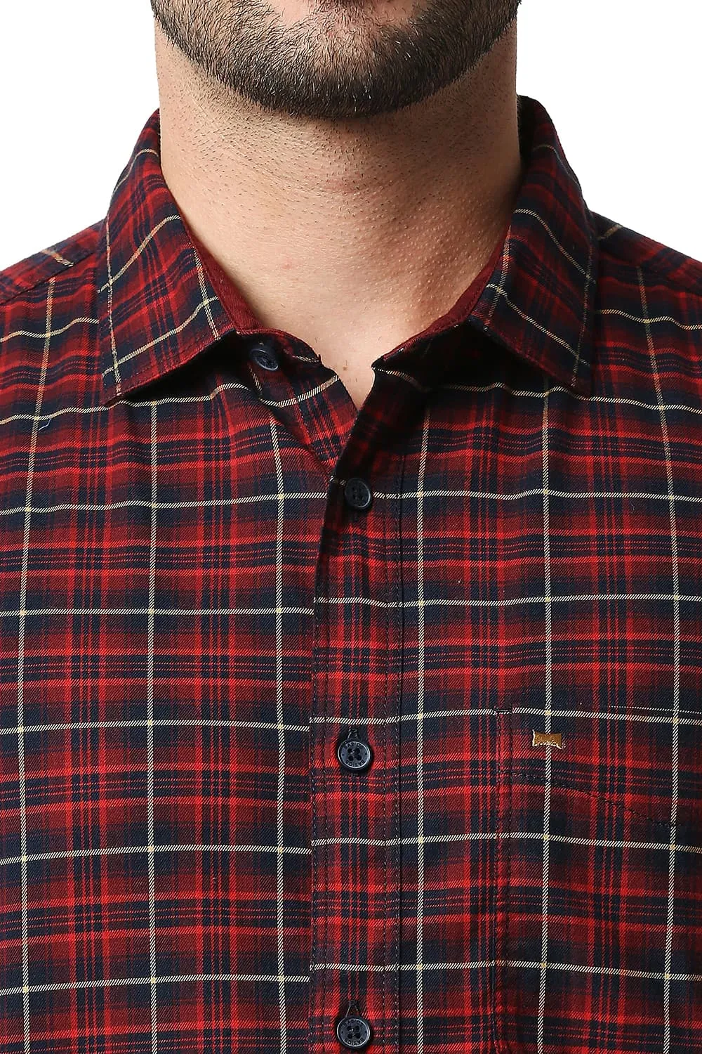 Slim Fit Stretch Checks Halfsleeves Shirt