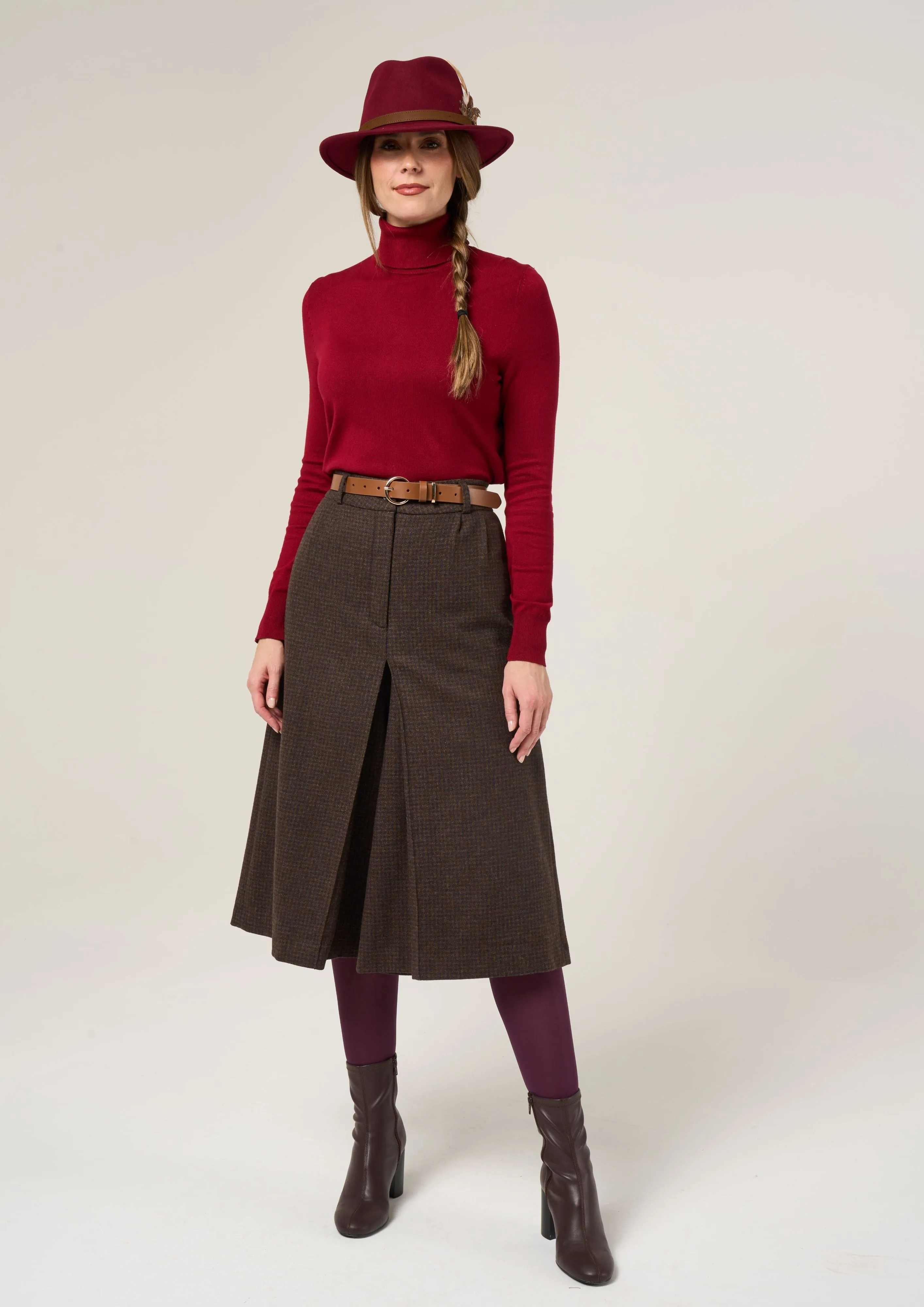 Surrey Ladies Tweed Culottes In Bramble