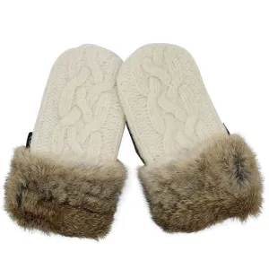 Sweater Mittens with Fur Trimmed Cuffs