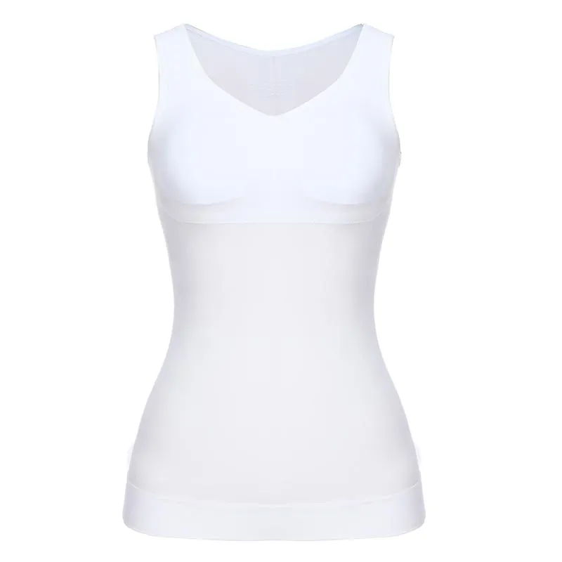 Tank Tops with Built in Bra Shelf Bra Casual Wide Strap Basic Camisole Sleeveless Top Body Shaper with Removable Bra Shapewear