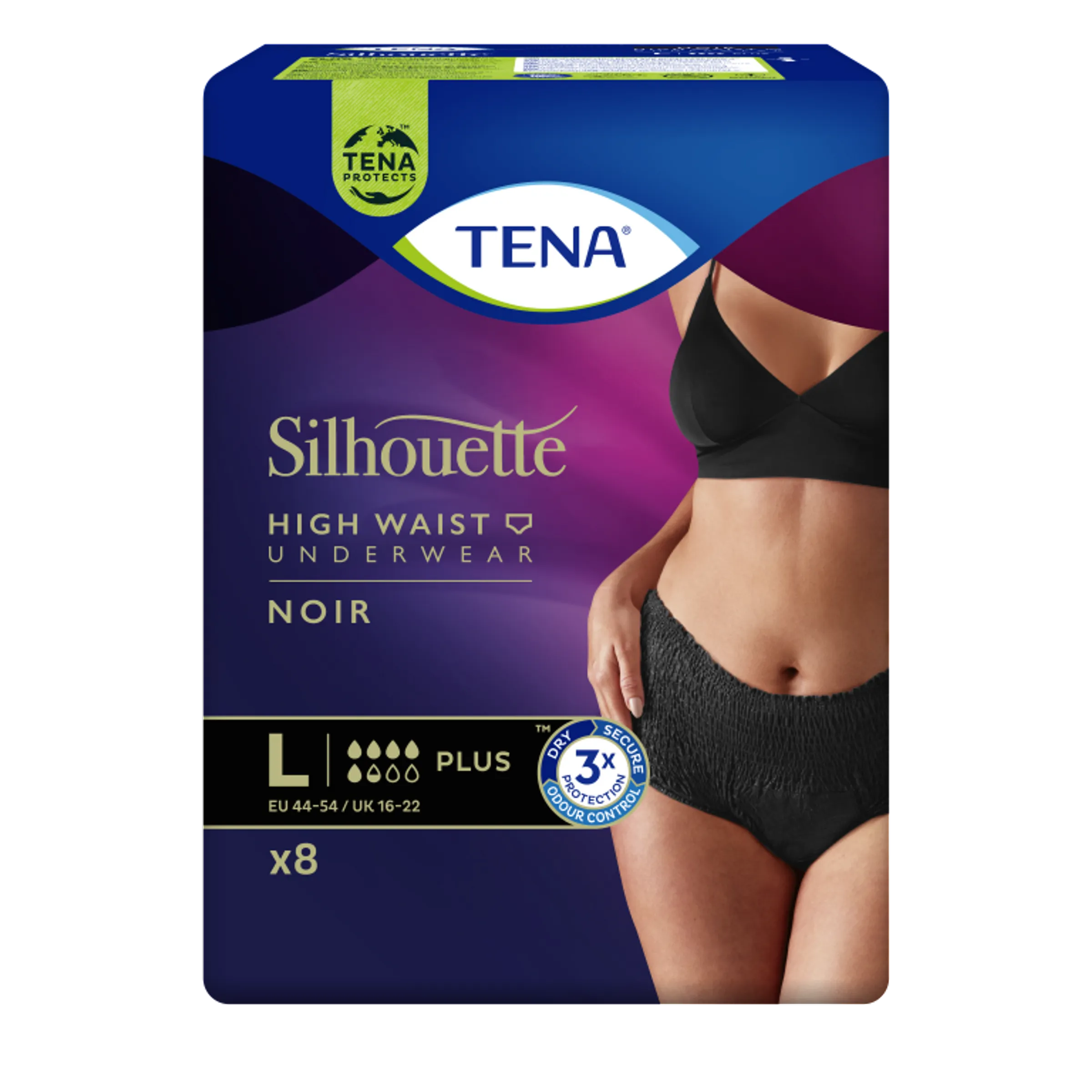 TENA Silhouette Plus Noir High Waist L - Elegante zwarte incontinentiebroekjes voor vrouwen