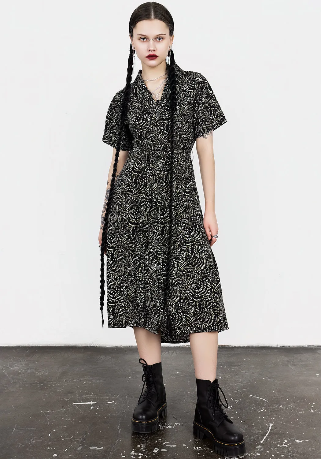 Tendril Midi Shirt Dress