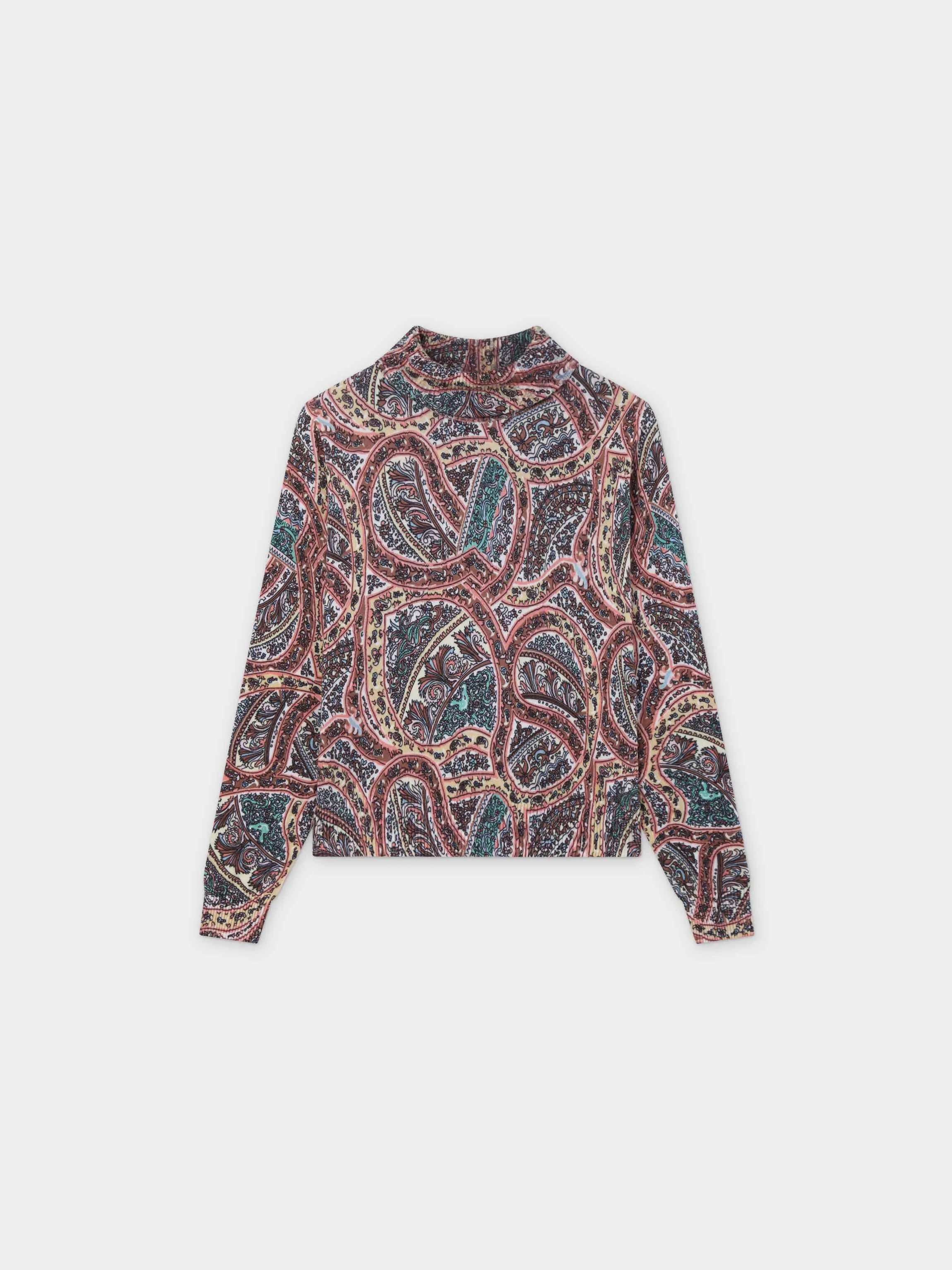 Thin Knit Turtleneck Sweater-Paisley Maze