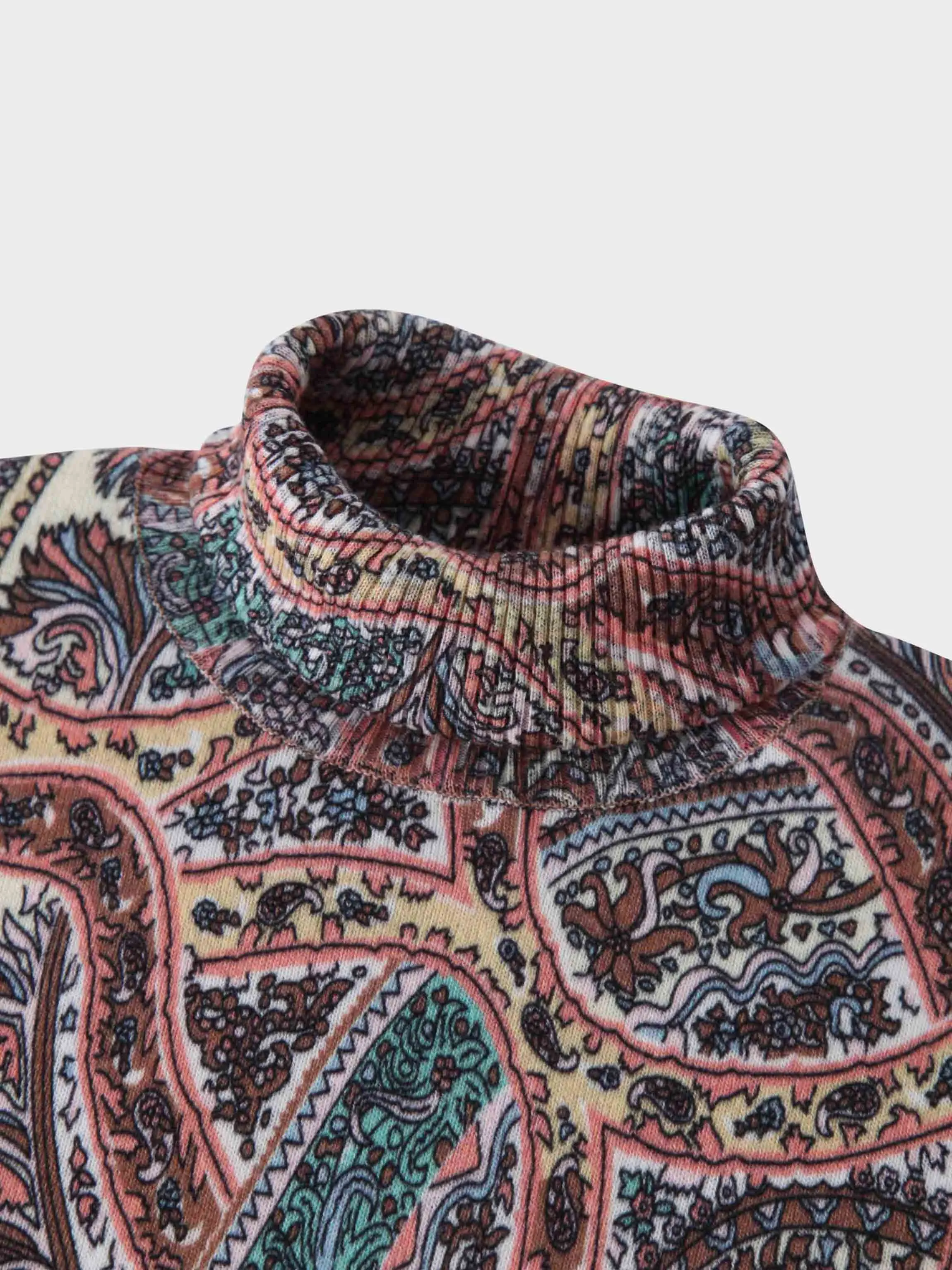 Thin Knit Turtleneck Sweater-Paisley Maze