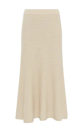 Titan Knit Midi Skirt in Ivory Cashmere